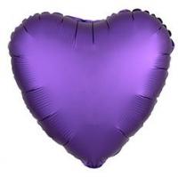 Шар Сердце Ag Сатин Purple Фиолетовый 18"/45см фольга